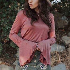 Long sleeve top with bell sleeves